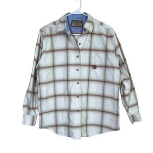 Bit & Bridle Ladies Western Plaid Button-up Shirt Collar Pocket Horse Sz Medium